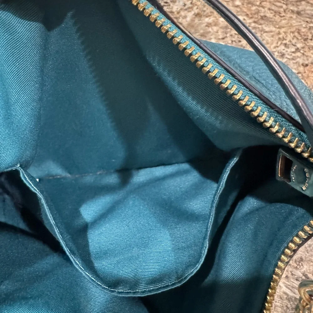 Coach Teal Pebbled Leather Shoulder Bag - Picture 7 of 7